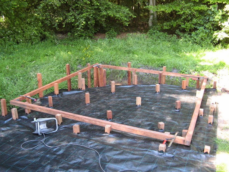 Fundering voor een bouwkundig element in de tuin